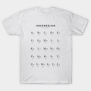 Indonesian Alphabet Chart, White T-Shirt